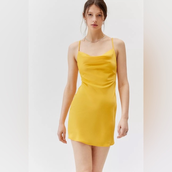 UO Mallory Cowl Neck Slip Dress - Pink - Picture 1 of 9